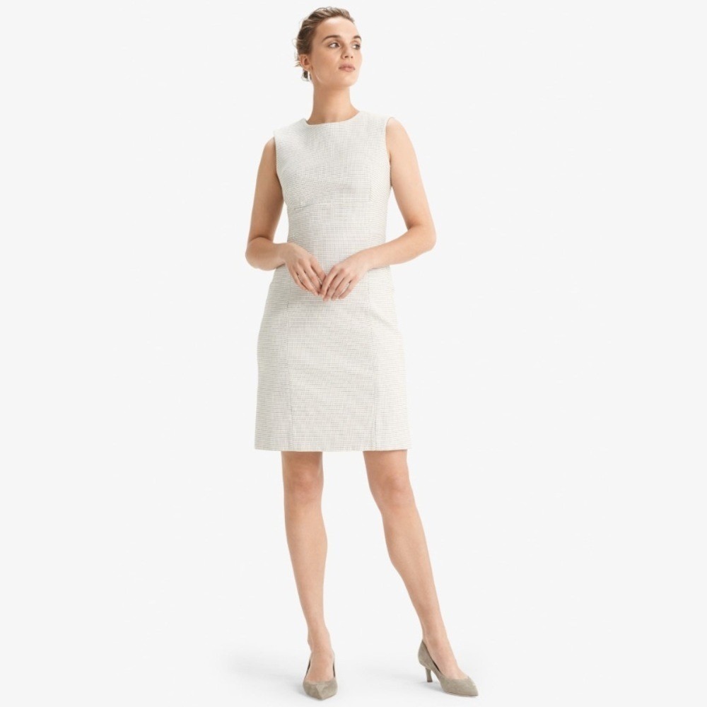 MM. Lafleur The Shirley Dress in Micro‎ Jacquard Ivory Black Size 8 NWT